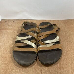Olukai Awe Awe Sandals Women Size 8 Leather Strappy Brown Slip On